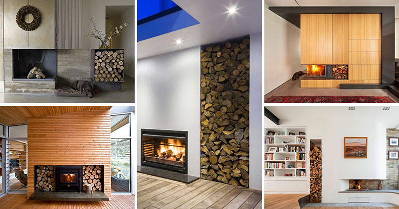 wood storage by fireplace