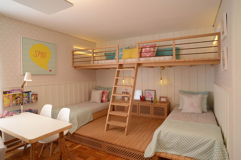This Cute Girls Bedroom Was Designed With A Lofted Playspace