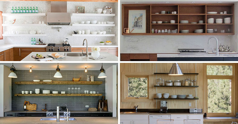 Open Shelves Under Cabinets Design Ideas