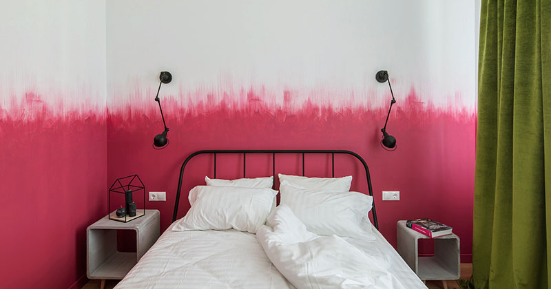 pink and white wall design