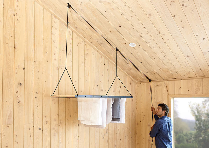 This Hanging Clothes Drying Rack Can Be Raised And Lowered