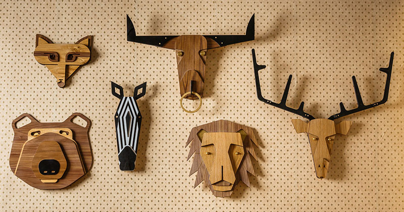Whimsical Wood Taxidermy Inspired Heads