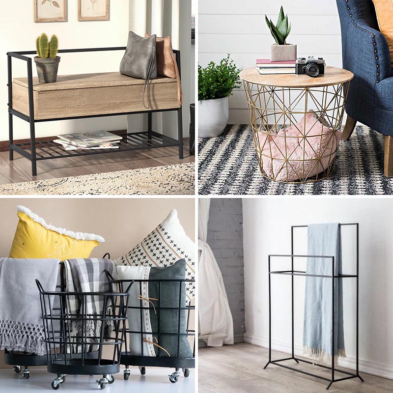There are a variety of ways to store blankets when you're not using them, from hidden within cabinets and displayed on a ladder, to thrown in a basket or rolled up on a shelf. #BlanketStorage #StorageIdeas #HomeDecor #DecorIdeas