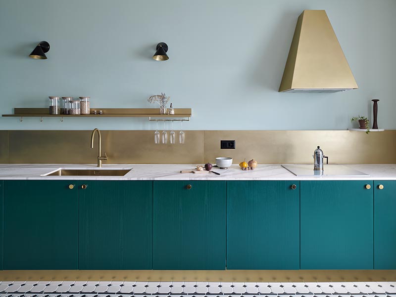 http://www.contemporist.com/wp-content/uploads/2020/05/teal-blue-kitchen-cabinets-bronze-backsplash-mint-green-walls-200520-1044-01.jpg