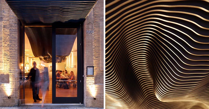A Dramatic Sculptural Art Installation Travels From Inside To Outside At This Restaurant