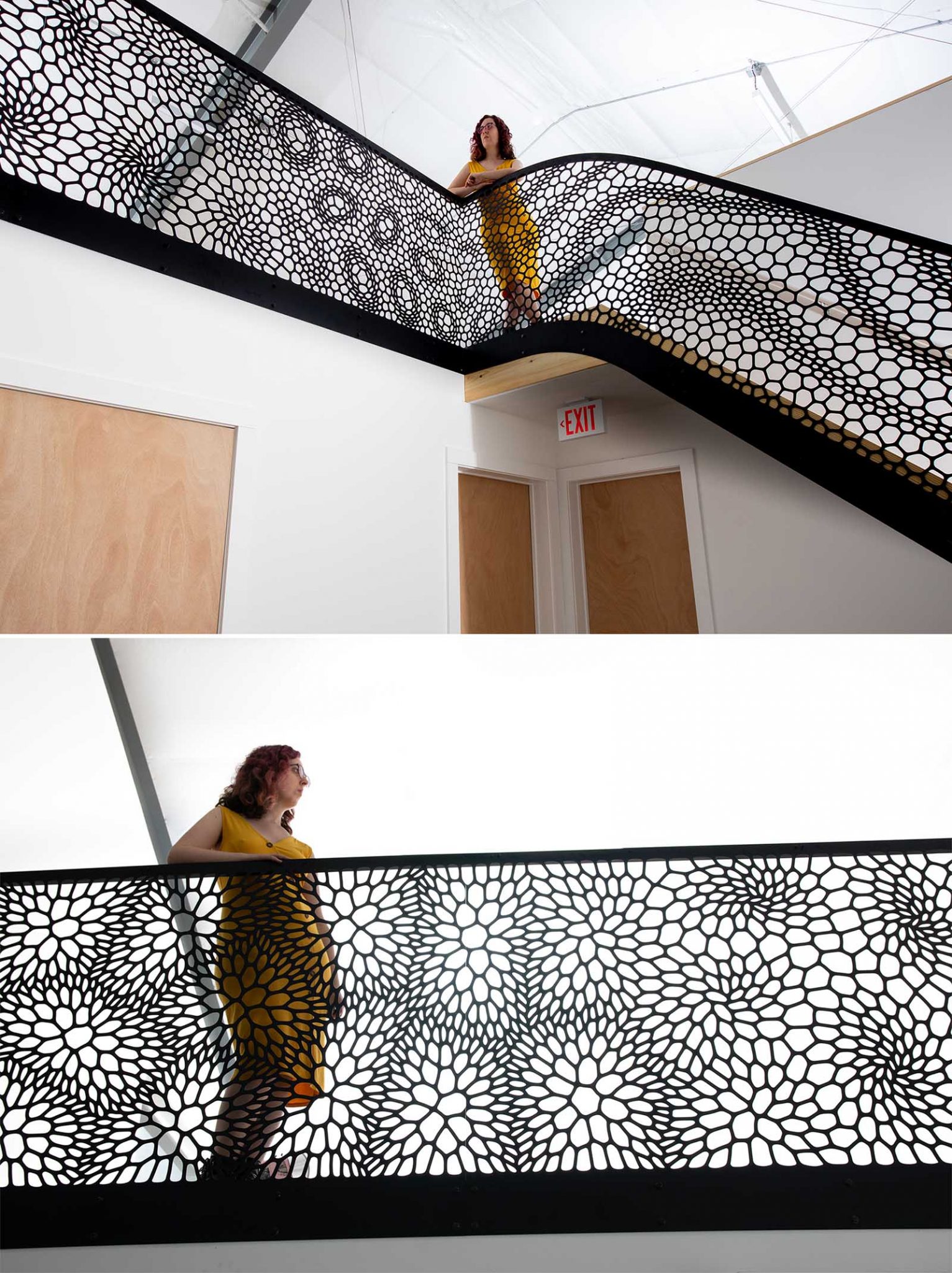 This Artistic Laser Cut Staircase Handrail Was Inspired By Cell Structures