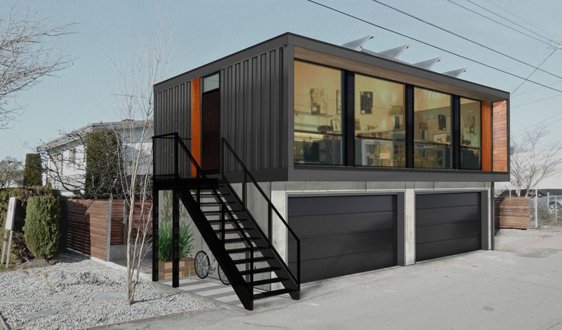 HonoMobo Create Shipping Container Homes Above Garages