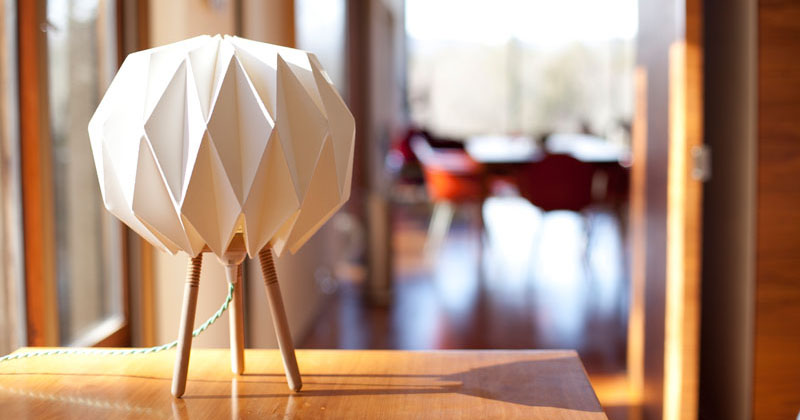 Here's the story behind this origami shade lamp that's designed to fit ...
