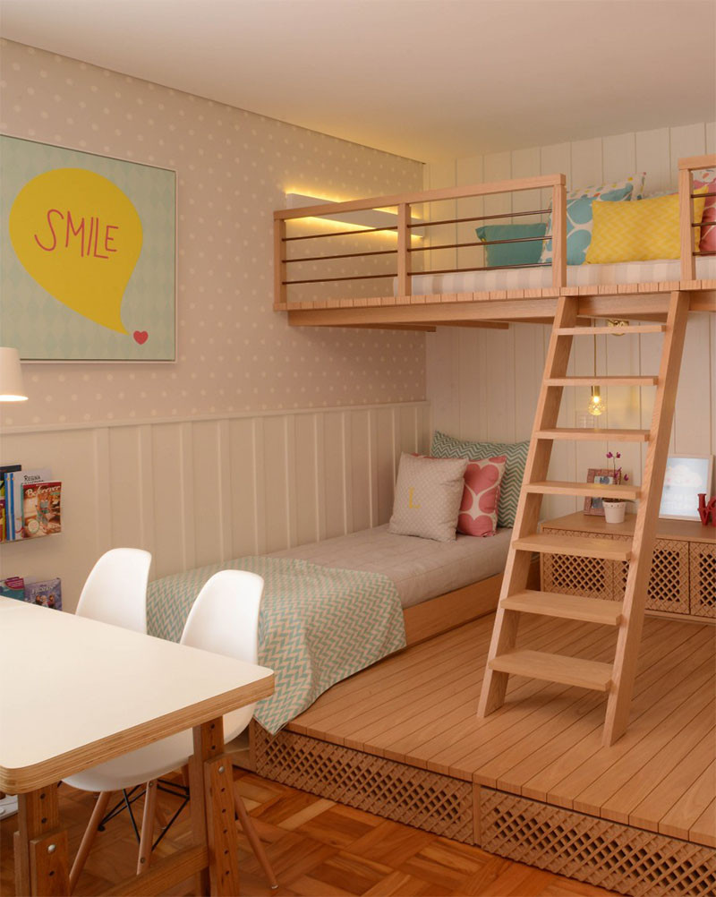 This Cute Girls Bedroom Was Designed With A Lofted Playspace