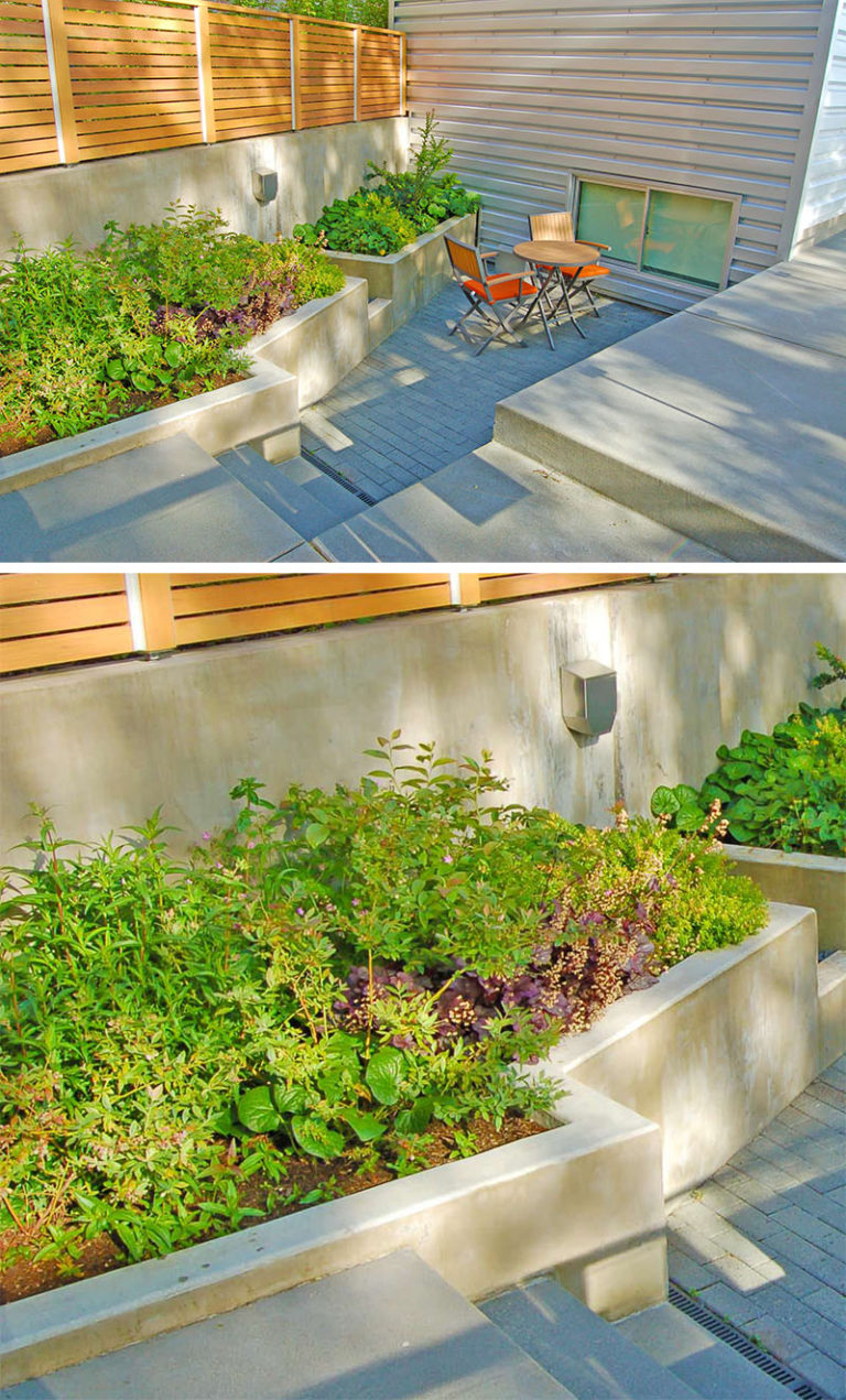 10 Excellent Examples Of Built-In Concrete Planters