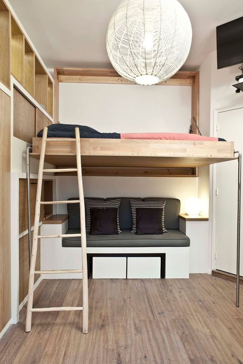 teenage girl room with loft bed