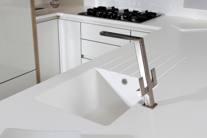 seamless kitchen sink and countertop