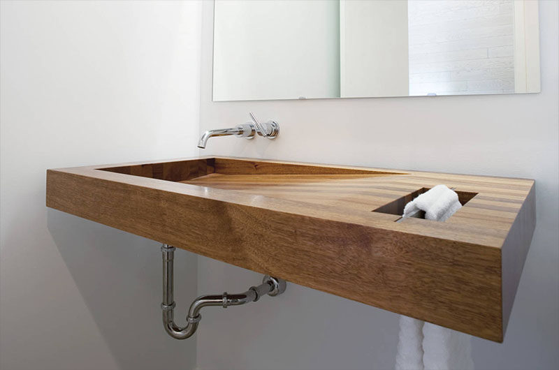 natural wooden bathroom sink