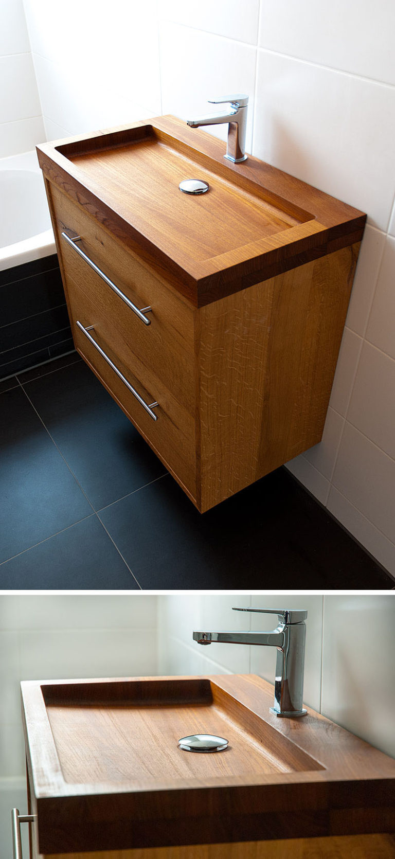 Bathroom Design Idea - Install A Wood Sink For A Natural Touch