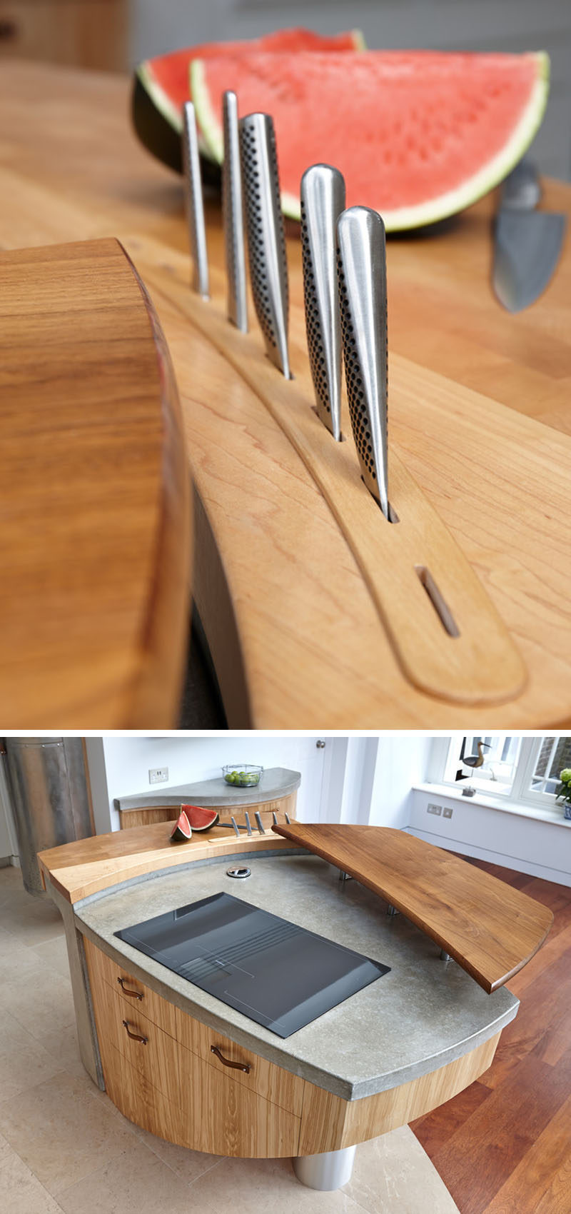 Kitchen Design Idea Include A Built In Knife Block