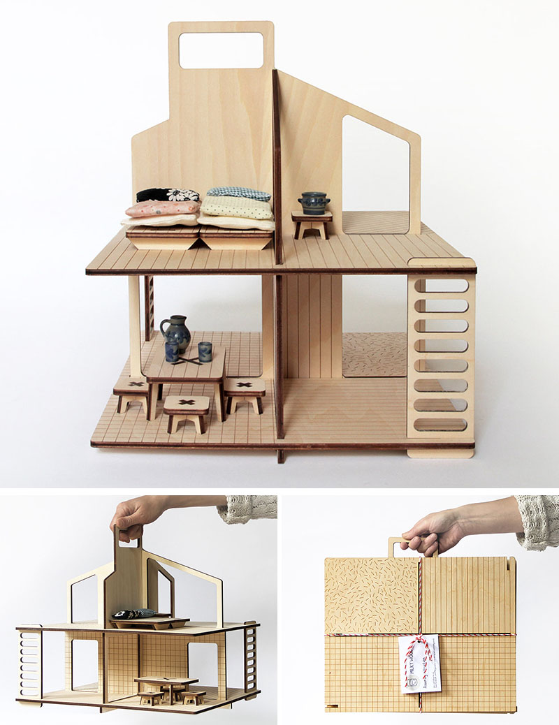 modern wooden dollhouse