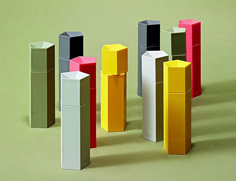 colorful salt and pepper mills