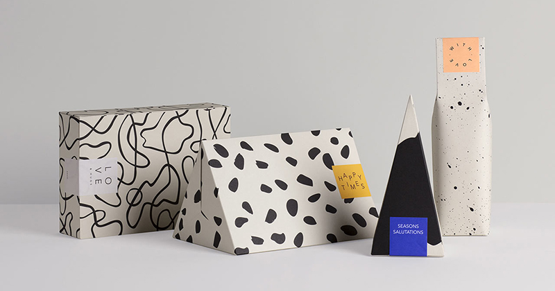 This new collection of gift boxes are covered in contemporary abstract ...