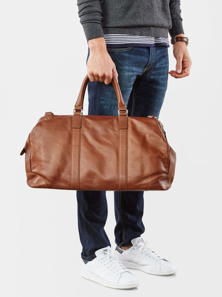 mens brown duffle bag