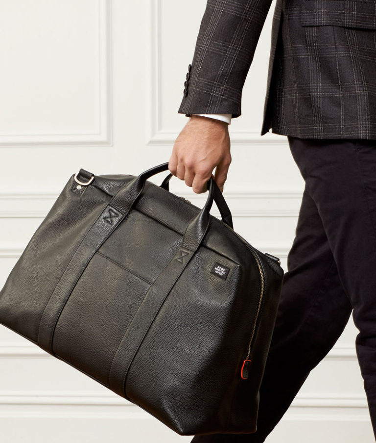 duffle bag leather black