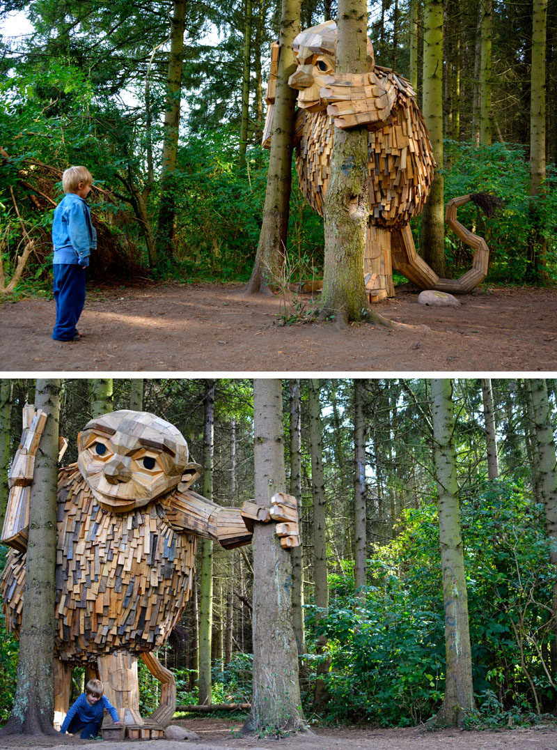 Six Large Wood Giants Are Now Hiding Out In A Forest Near Copenhagen ...