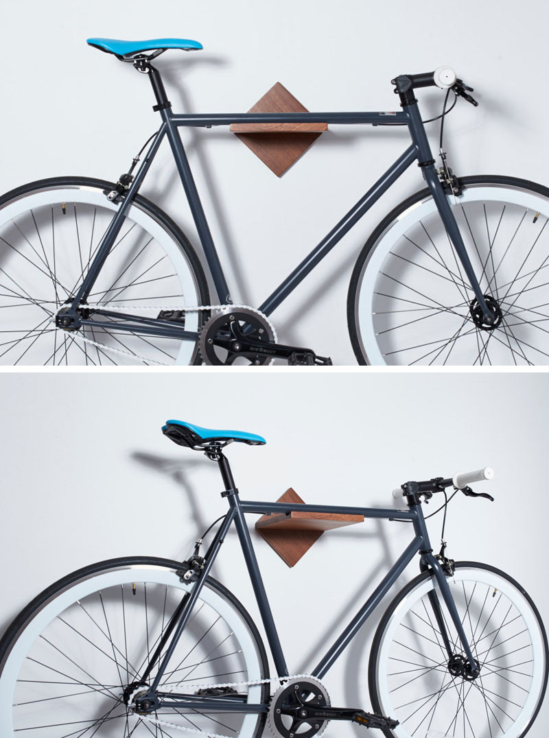 wooden wall mounted bike rack