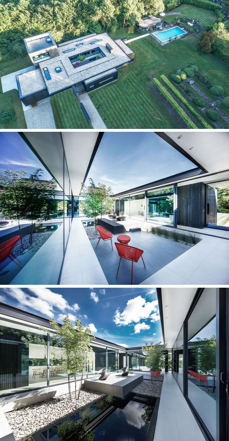 This New House Has A Large Cantilevered Section That Hangs Over The ...