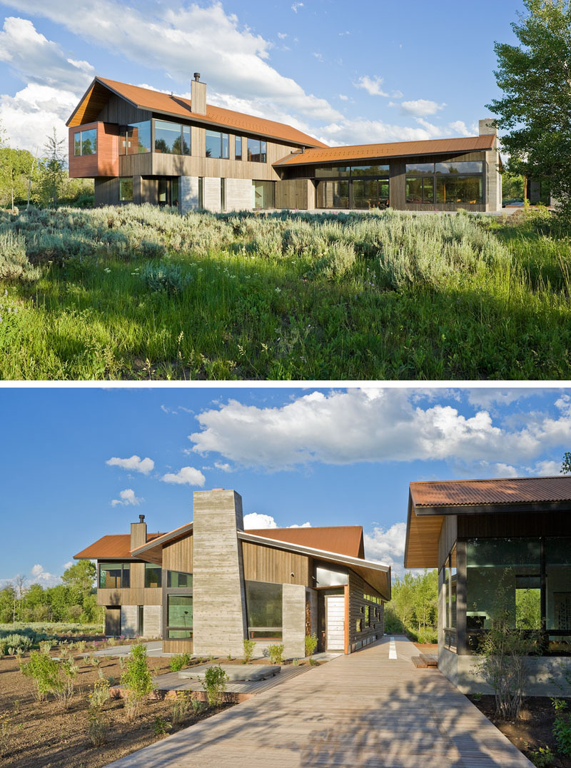 This Contemporary House Sits At The Base Of The Teton Mountains In Wyoming