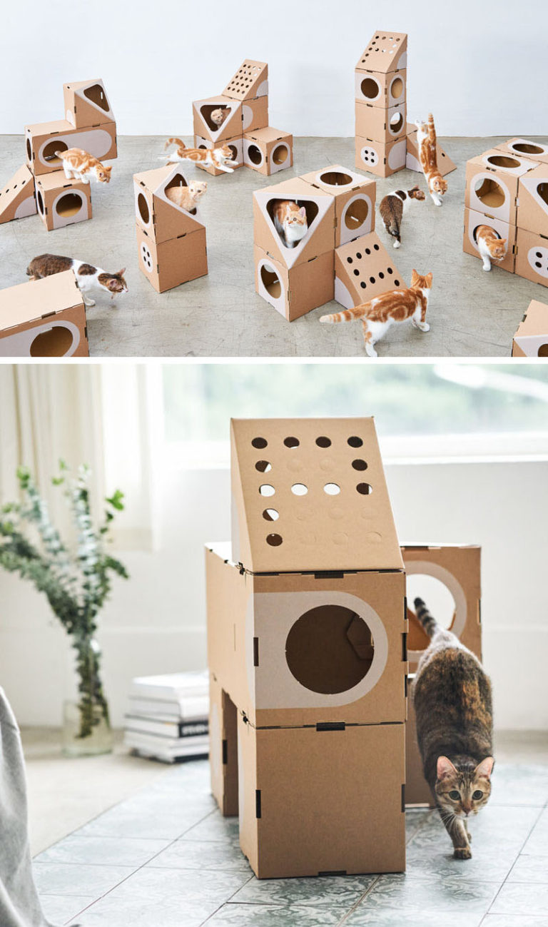 A Cat Thing Have Created A Modular Cardboard Furniture Collection For Cats