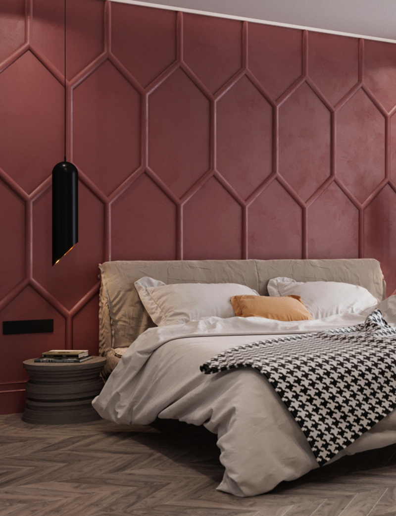 Bedroom Accent Feature Wall Deep Modern Red 070518 202 03