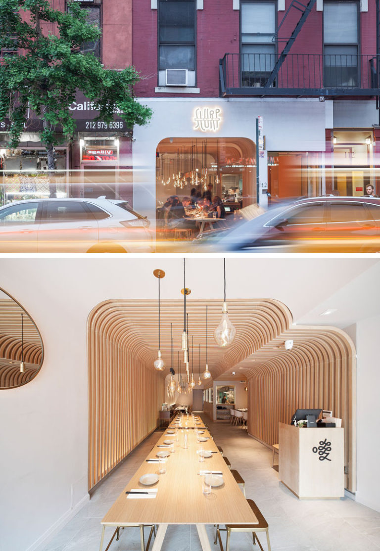 The Interior Of This New York Restaurant Is Wrapped In Wood Slats