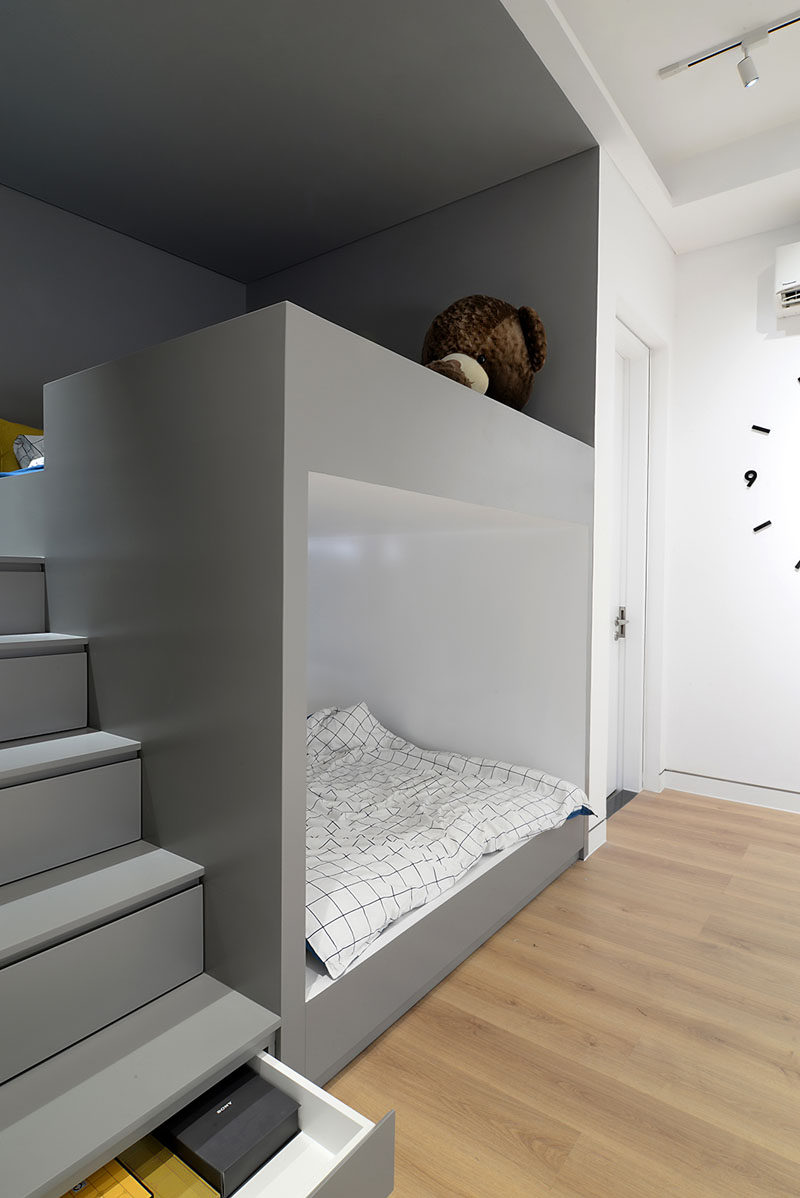 bunk beds built into the wall