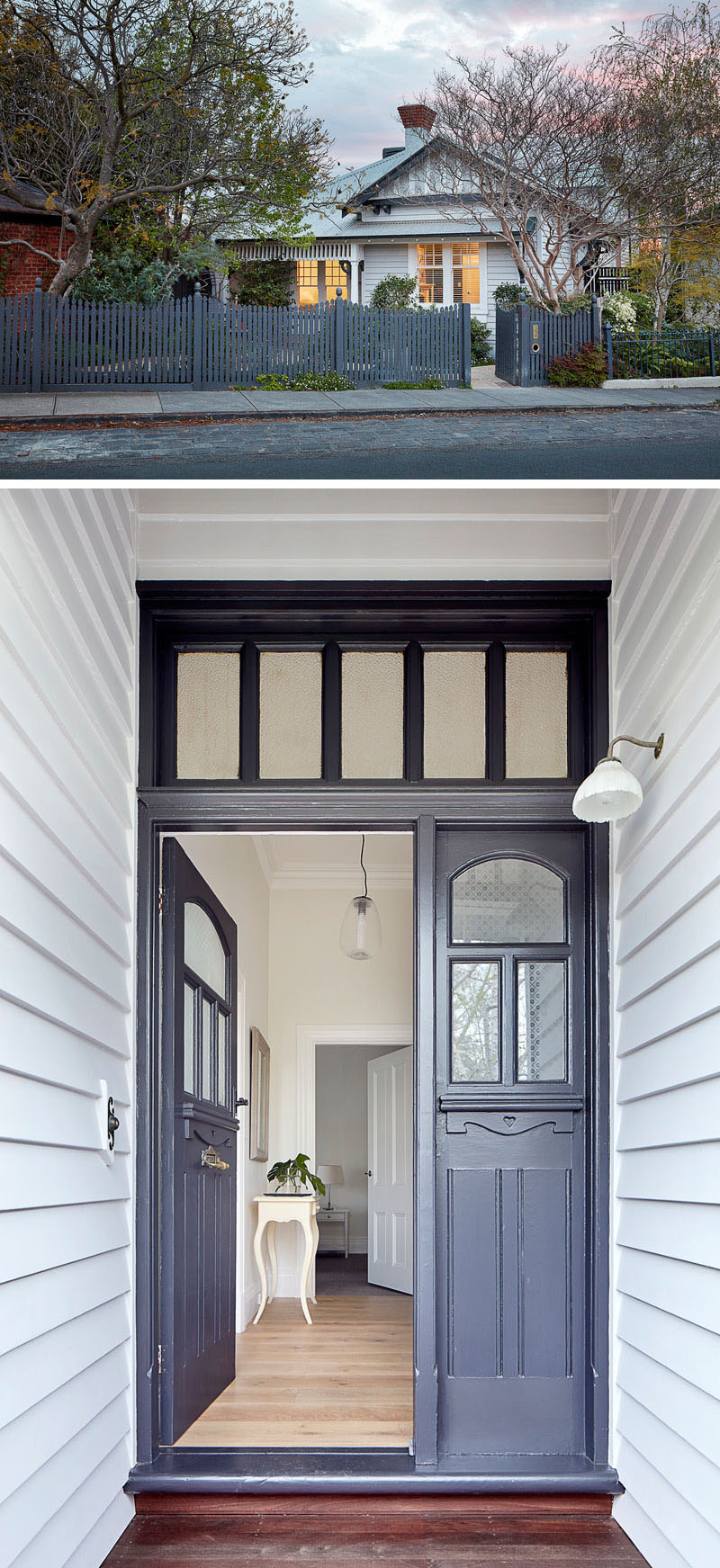 Architecture and interior design firm Bryant Alsop, has given new life to an Edwardian character house in Melbourne, Australia, for their clients who wanted a contemporary family home, that was open-plan and flowed, but retained distinct living areas as was characteristic of the older house. #HouseDesign #FrontDoor
