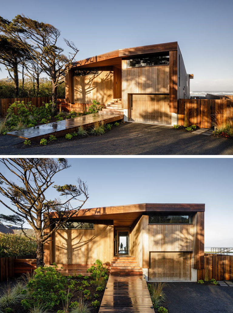 Cedar Walls And Ceilings Are On Display Throughout This Beach House In ...