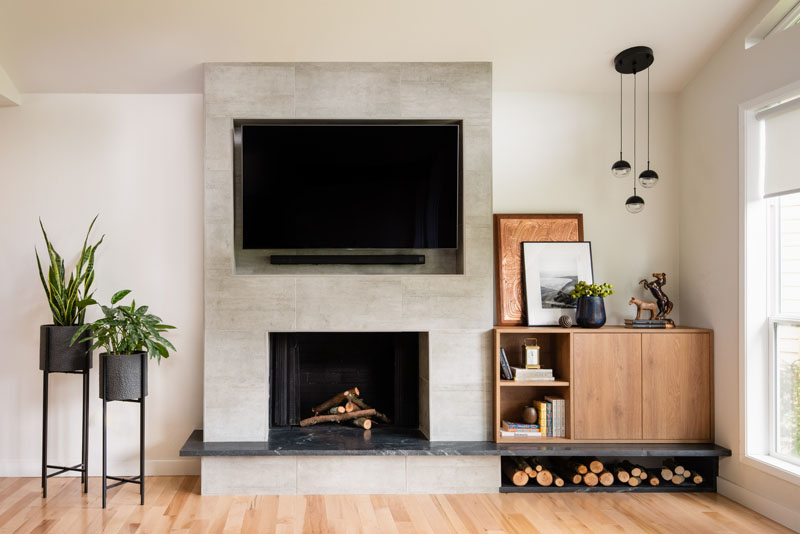 Recessed TV Above Fireplace