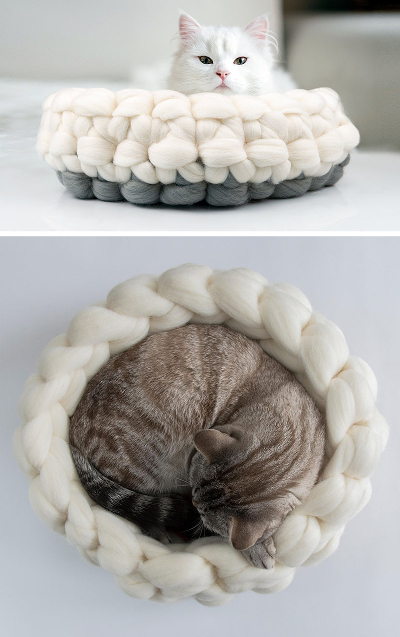 Cat Bed Ideas Chunky Knit Cat Beds By BureBurePets