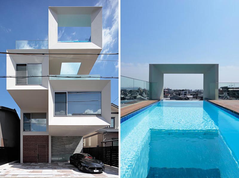 This House Has A Rooftop Swimming Pool With A Window For Views Of The