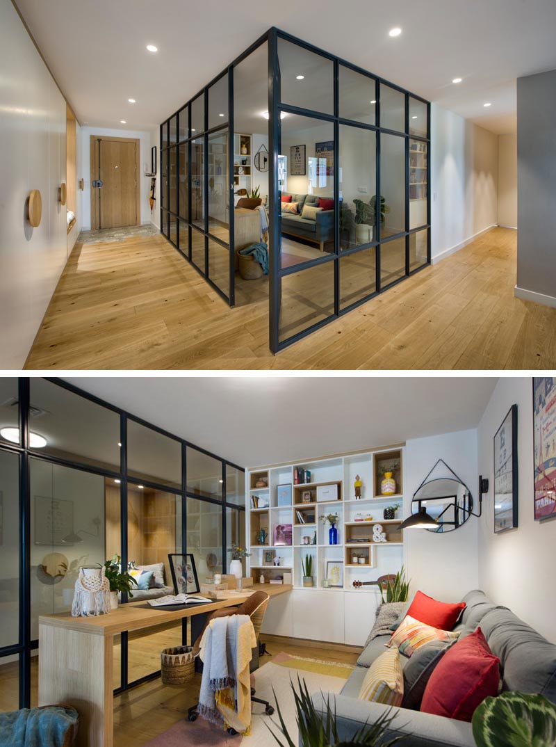 A Glass-Enclosed Home Office Allows Light And Views To Pass Through