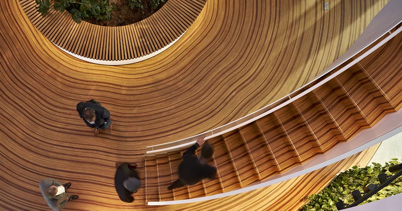 This Custom-Designed Wood Floor Was Made To Look Like The Growth-Rings Of A Tree