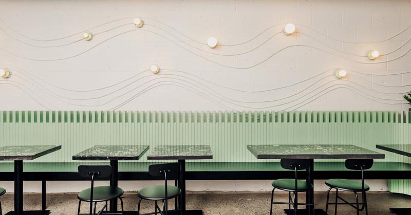 Wall Art Was Made From The Electrical Conduits And Lighting In This Restaurant