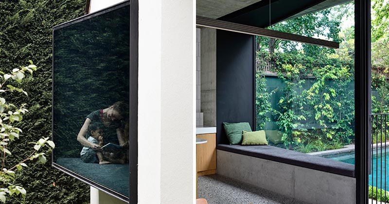 Wedge-Shaped Window Seats Offer A Place To Sit And Relax In This House