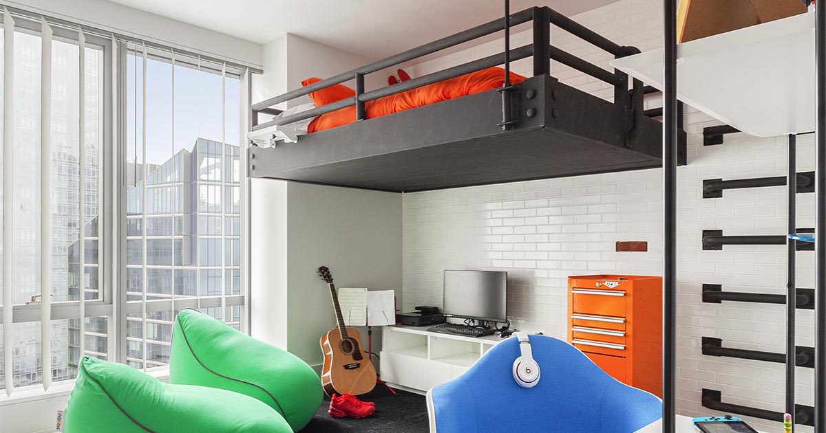 A Loft Bed Makes This Kid’s Bedroom A Fun Place To Hang Out
