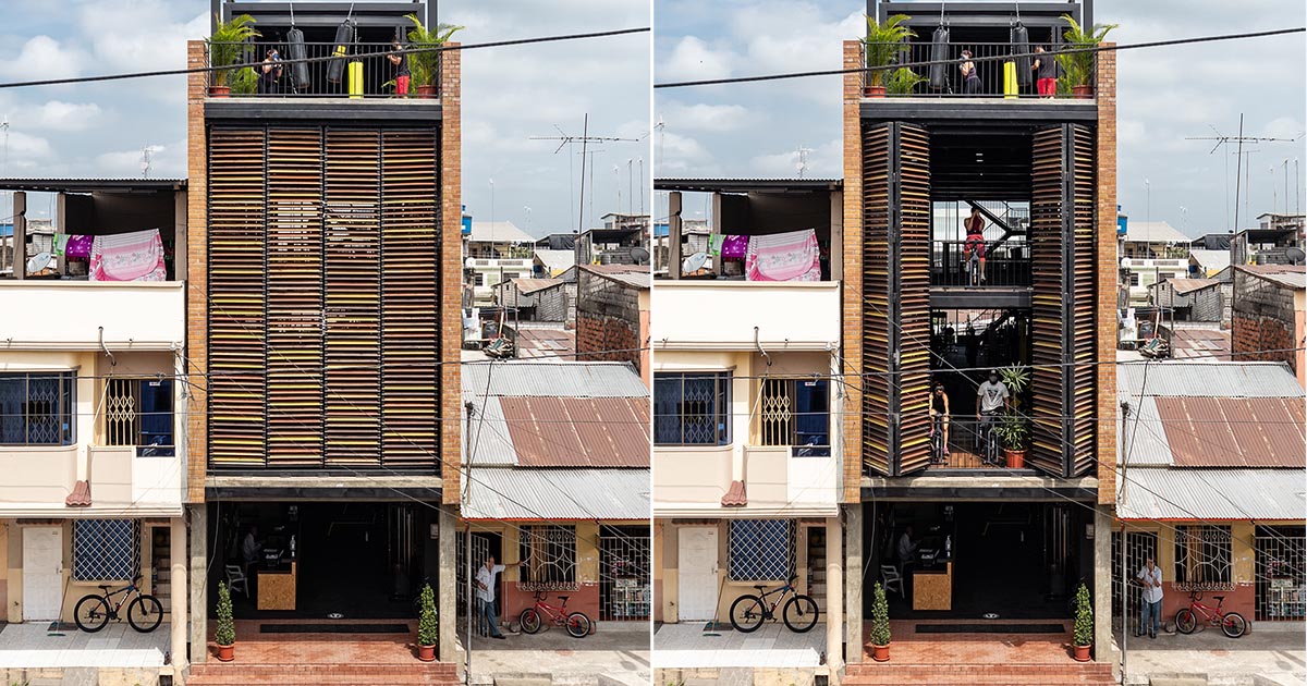 Extra-Large Window Screens Protect This Building From Rain And Sun