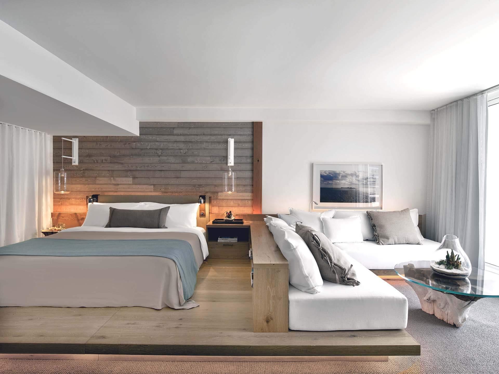 Hotel Room Bedroom Wood Platform Built In Couch 040920 1142 01 