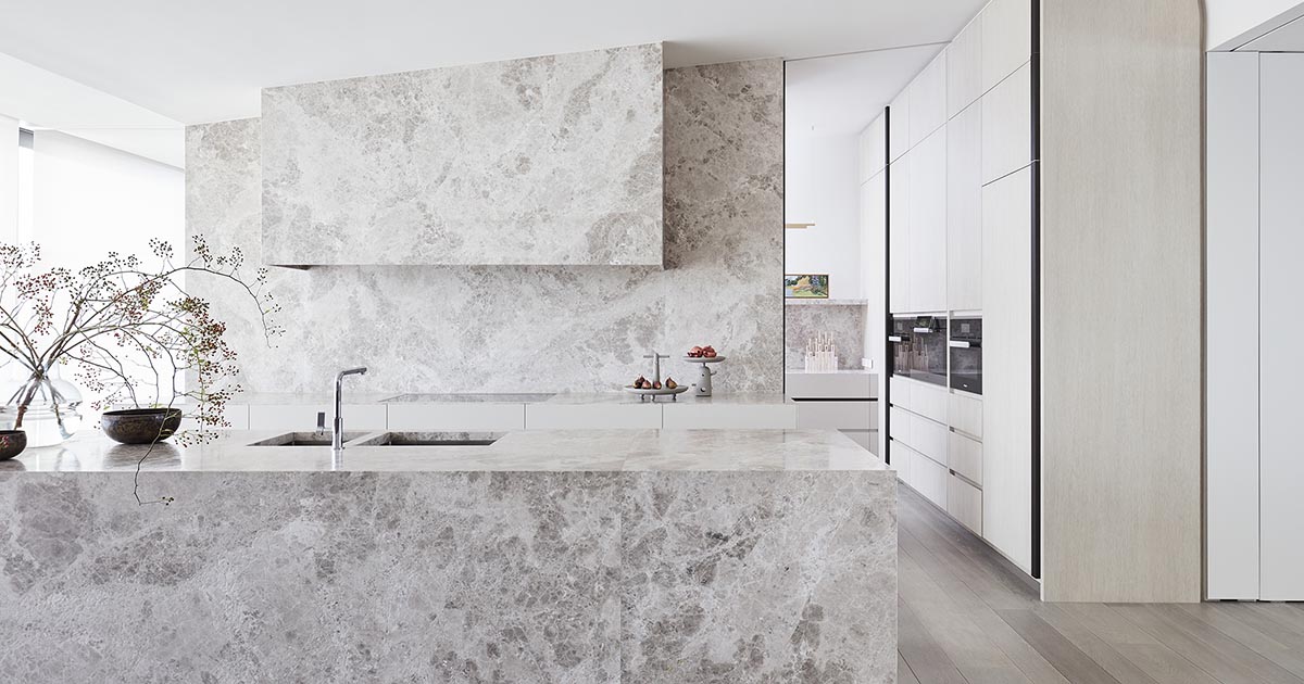 Limestone Was Used Throughout This Modern Kitchen To Create A Cohesive Look