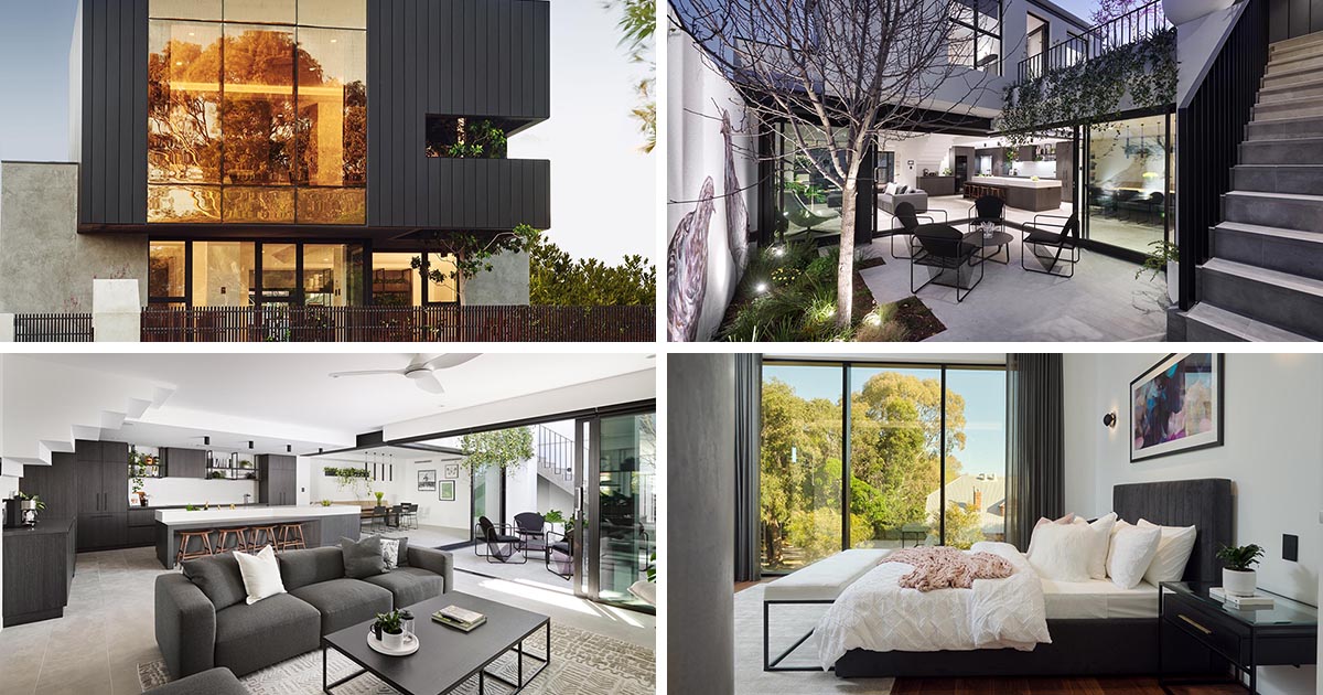 A Dark Grey Color Palette Is Consistently Found Inside And Outside This Modern House