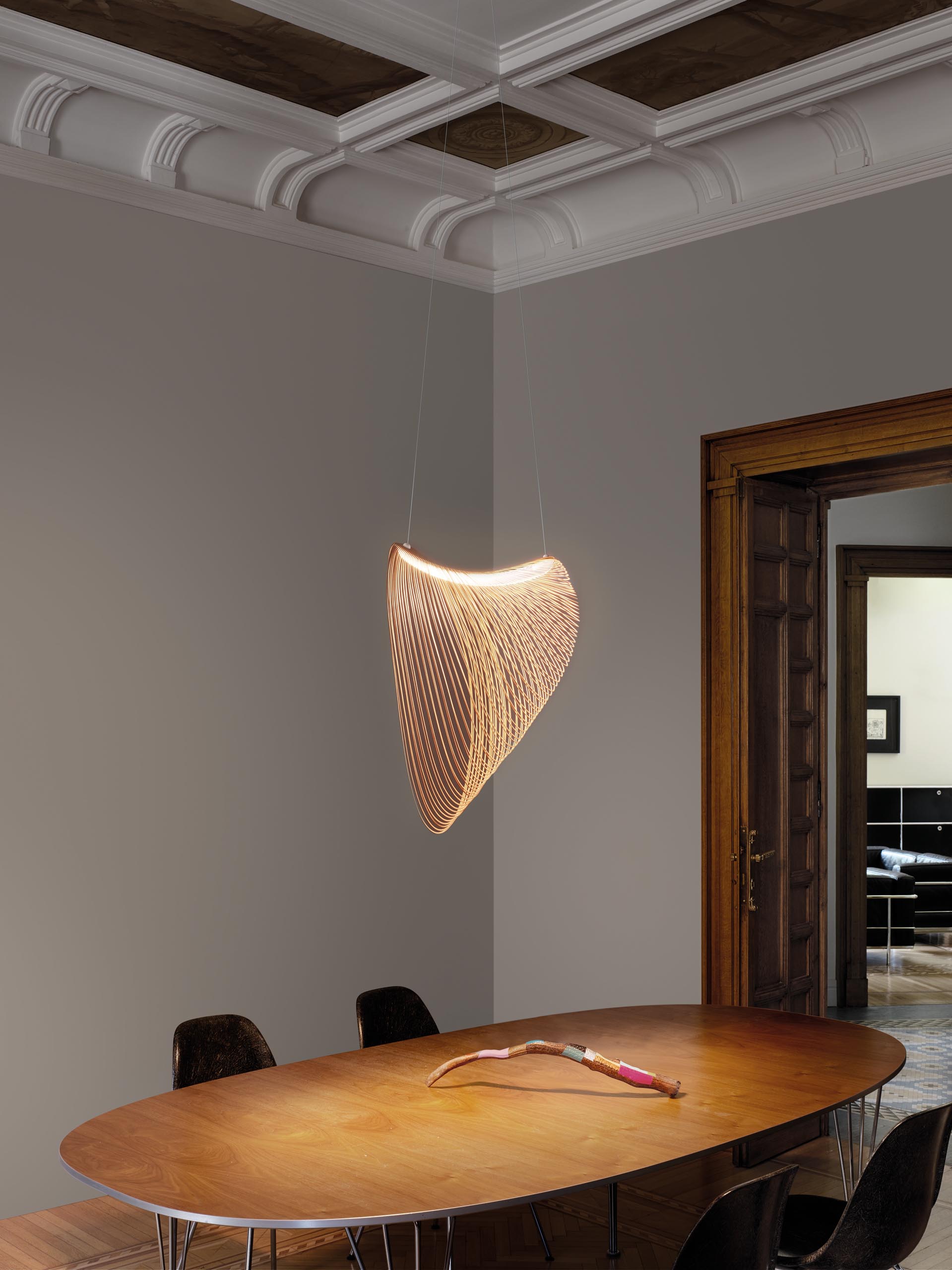The Angles pendant lamp is perfect harmony of laser-cut wooden