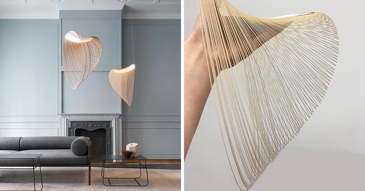 An LED And Laser-Cut Wood Combine To Create This Sculptural Pendant Light