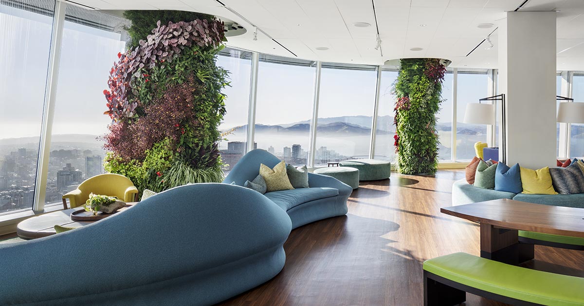 24 Columns Were Transformed Into Vertical Gardens Inside This Office