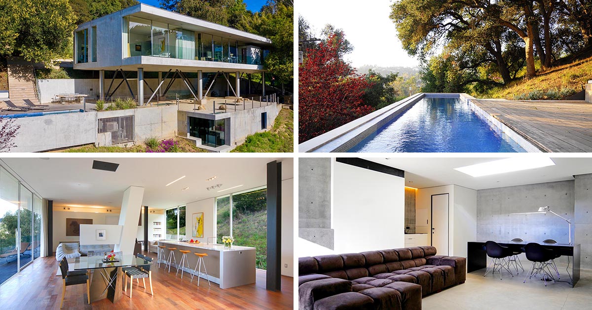 A Spacious Underground Office Was Added To This Concrete Home